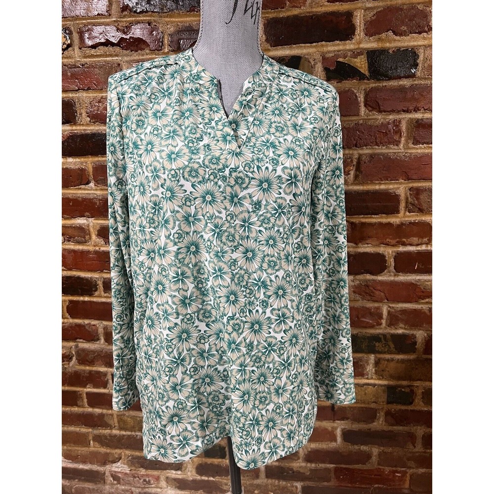 BANANA REPUBLIC Green, Floral Blouse, Size Small